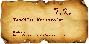 Tamásy Krisztofer névjegykártya